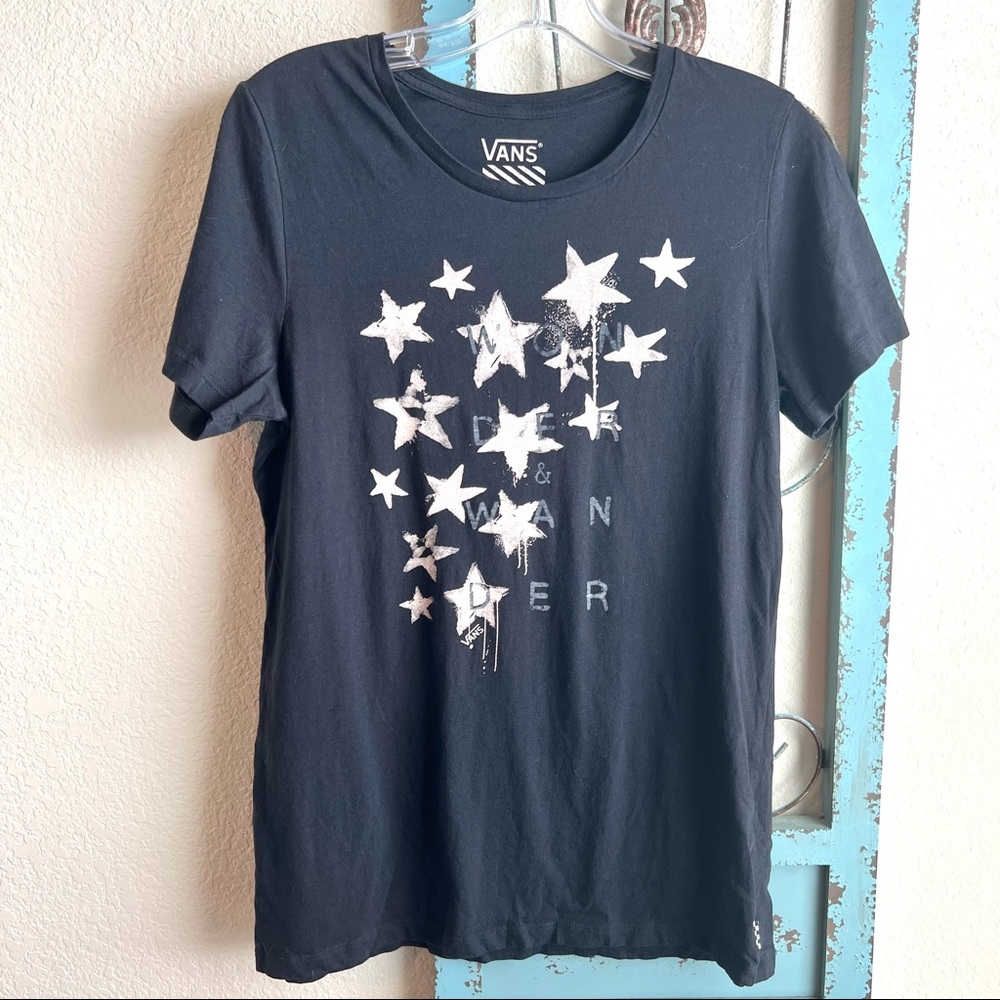Vans Black Graphic Short Sleeve T-shirt, Stars